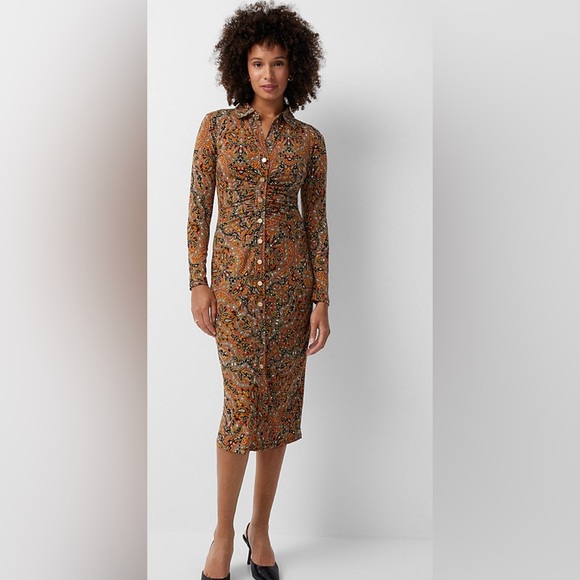 MICHAEL KORS Paisley Snap-Front Midi Dress Size Small — NOT OUTLET BNWT - Picture 4 of 16